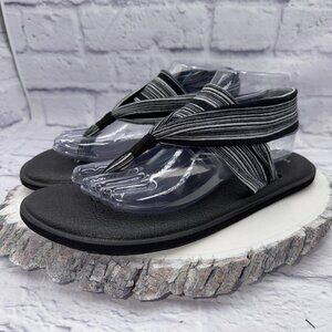Sanuk Women's Size 10 Yoga Sling 2 Sandals Black and White